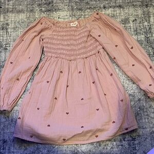 Cat & Jack Mauve Heart Long Sleeve Dress
